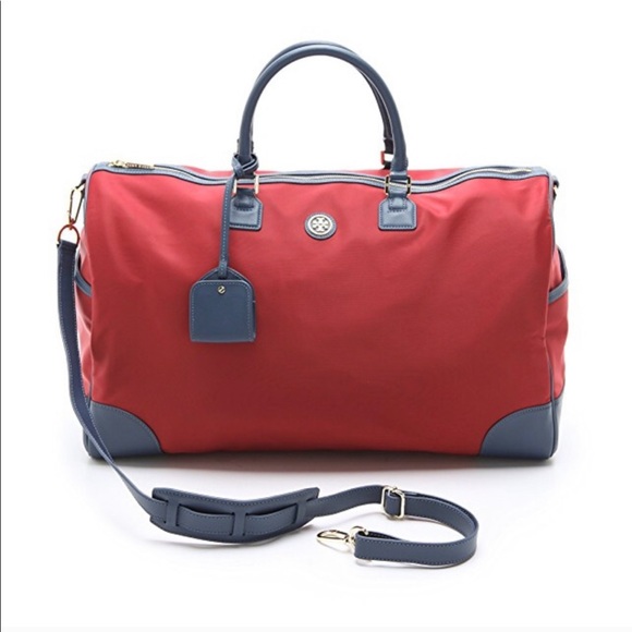 Tory Burch Handbags - Tory Burch Red and Navy Duffle travel bag